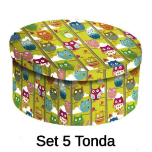 Scatola cartone 1/5 gufi 40,5x17x8 cm decorativa e pratica