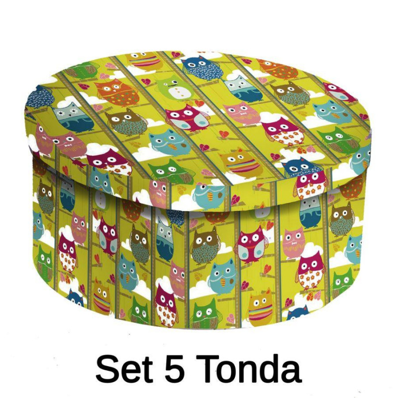 Scatola cartone 1/5 gufi 40,5x17x8 cm decorativa e pratica
