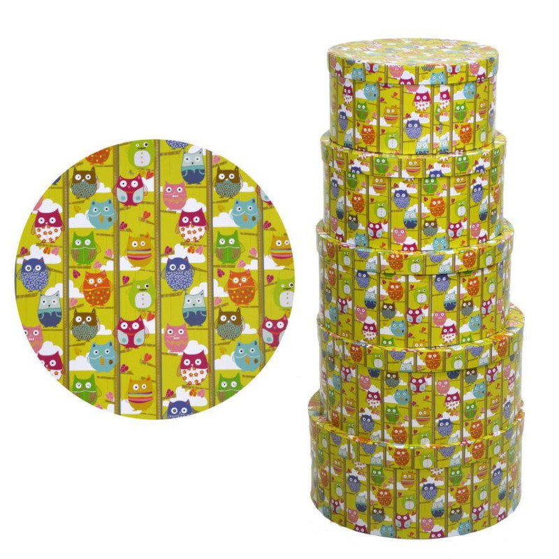 Scatola cartone 1/5 gufi 40,5x17x8 cm decorativa e pratica
