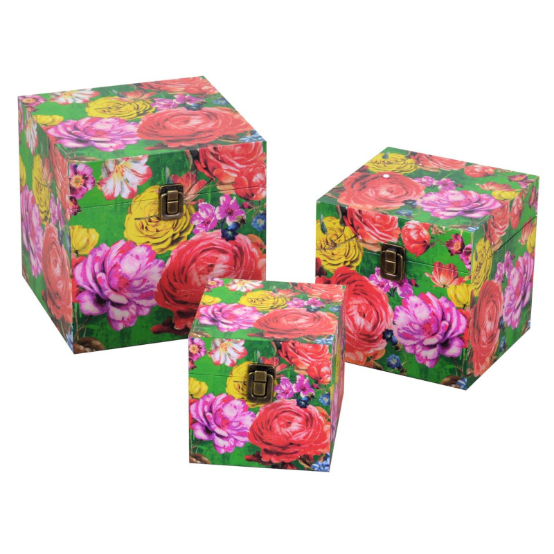 Scatola ecopelle 1/3 multicolor quadro 22x22x22 cm elegante