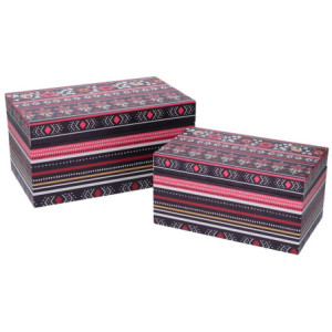Scatola ecopelle fiori multicolor rettangolare 30x18x15 cm casa