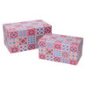 Scatola ecopelle fantasia multicolor rettangolare 30x18x15 cm casa