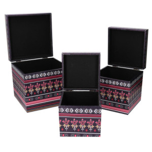 Zoom Scatola ecopelle 1-3 fiori multicolor quadro cm 24x24h24