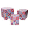Scatola ecopelle fantasia multicolor quadro 24x24x24 cm casa