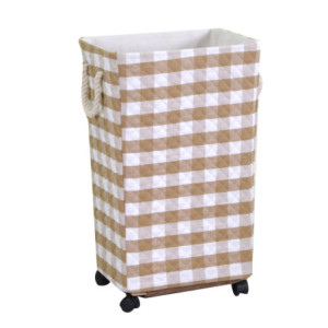 Cestone tessuto tortora rettangolare 40x30xH70 cm con rotelle