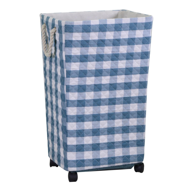 Cestone tessuto azzurro rettangolare con rotelle 40x30x70cm