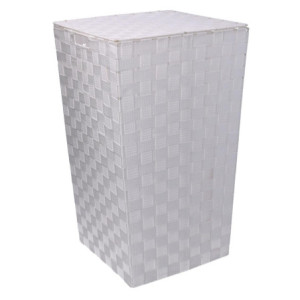 Cestone poliestere bianco quadro 33x33x53 cm capiente e moderno