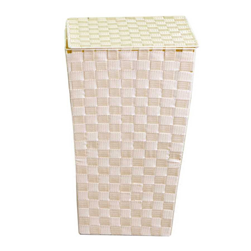 Cestone poliestere crema quadro 33x33x53 cm contenitore pratico