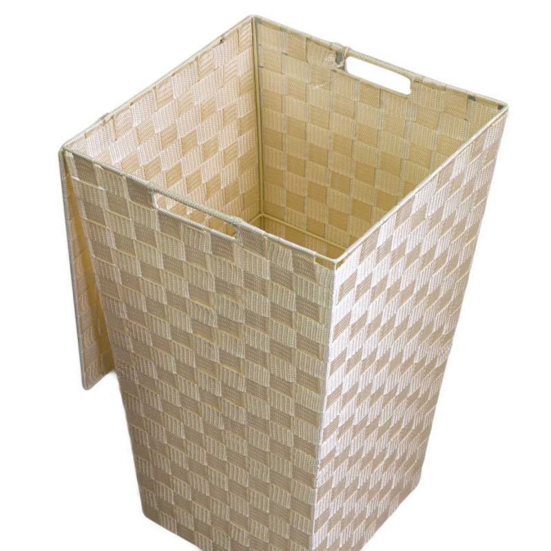 Cestone poliestere crema quadro 33x33x53 cm contenitore pratico