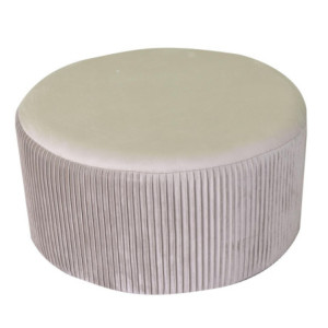 Pouf velluto beige tondo Ø56x28 cm casa