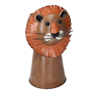 Portavaso latta leone decorativo per piante casa e giardino