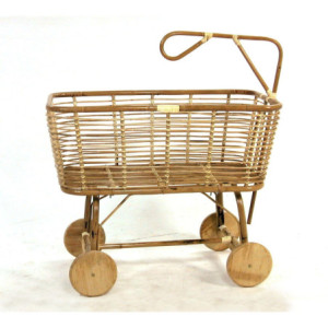 Zoom Culla norma giunco con ruote cm 97x57h43/79 con ruote in legno - naturale