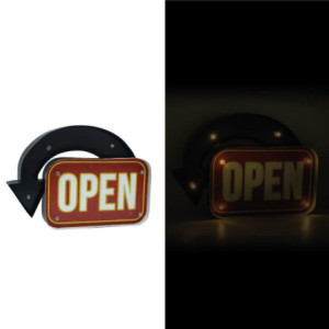 Insegna metallo open LED 43,5x30,5x5 cm decorazione vintage casa