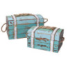 Scatola legno mare 1-2 con corda azzurro rettangolare cm 30x18,5h15,5