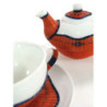 Set tazza tè con teiera e lattiera bambù arancione 9 pezzi elegante
