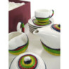 Set tazza tè con teiera e lattiera bambù multicolor 9 pezzi elegante