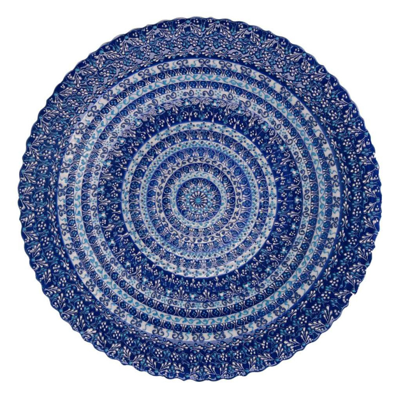 Centrotavola ceramica blu tondo Ø40x4 cm decorazione elegante