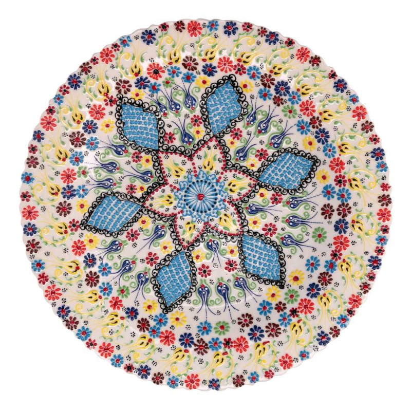 Centrotavola ceramica bianco tondo Ø40x4 cm elegante Levante Shop