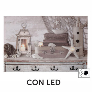 Appendino mare legno 8 posti con LED 60x40x18 cm luminoso