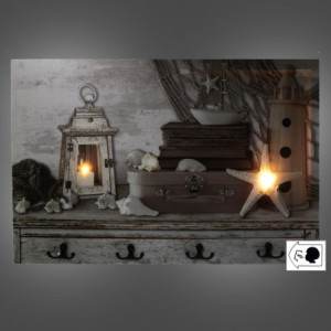 Zoom Appendino mare legno 8 posti con led cm 60x40x1,8