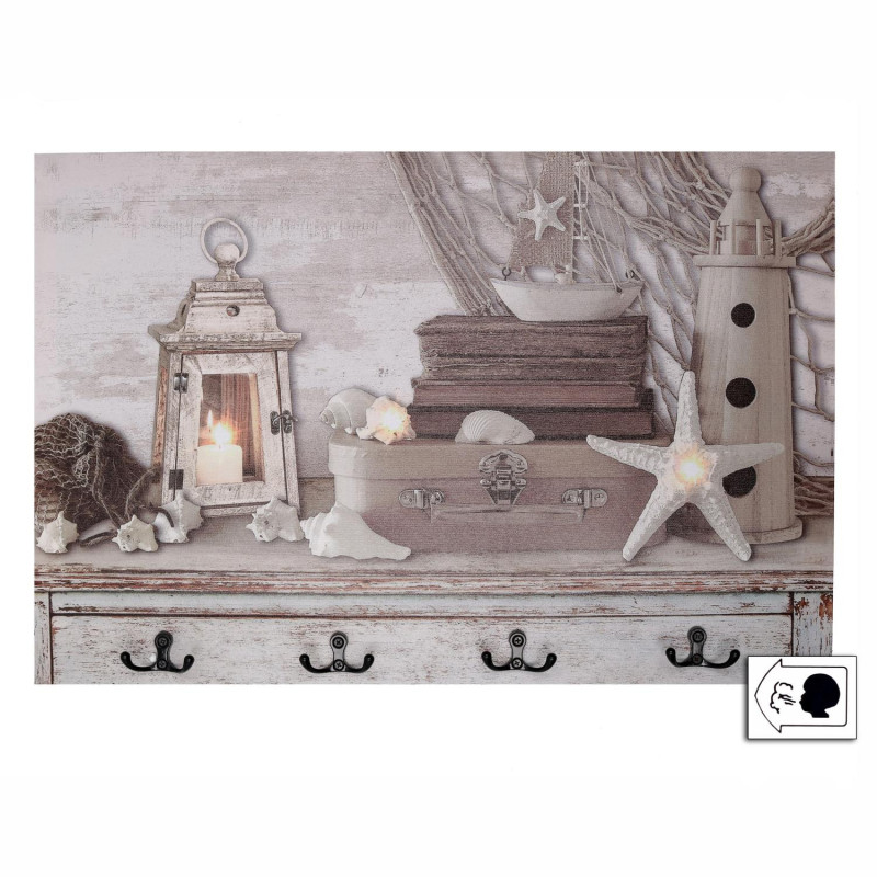 Appendino mare legno 8 posti con LED 60x40x18 cm luminoso