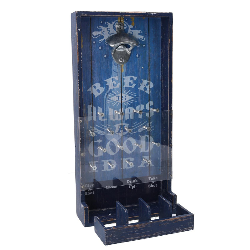Apribottiglie Legno Blu Rettangolare 19x38,5x7,5 cm – Design pratico casa