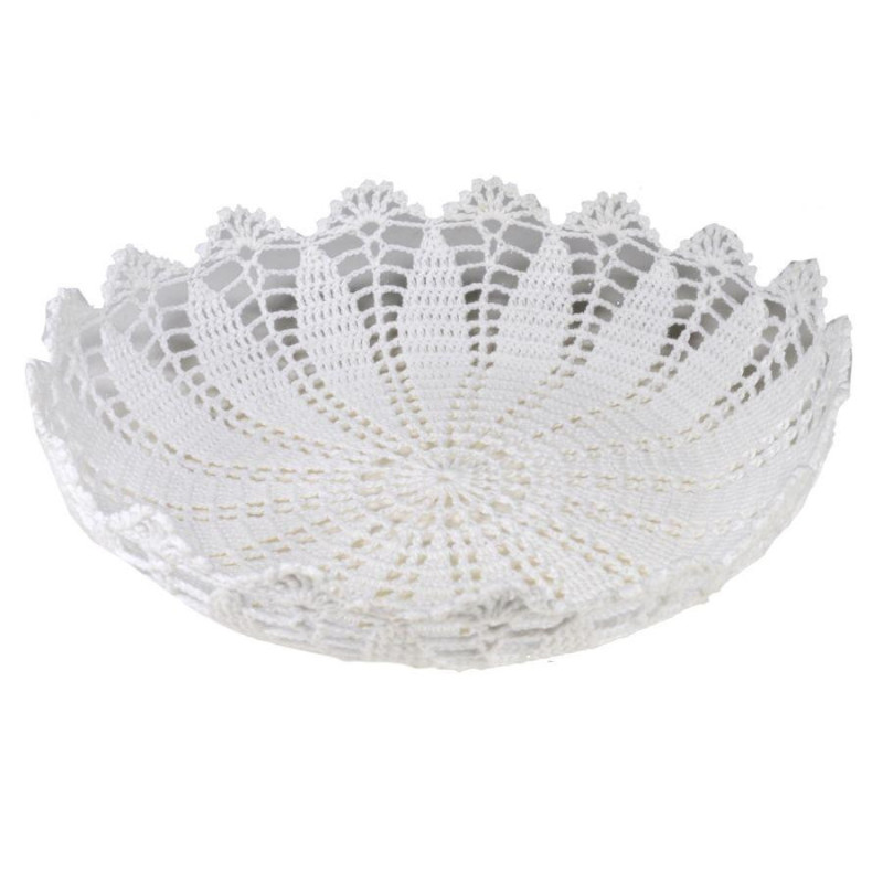 Cestina pizzo tonda Ø41x8,5 cm contenitore decorativo casa