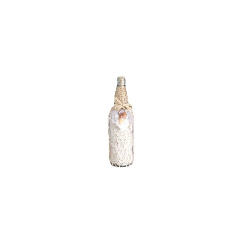 Bottiglia mare piena conchiglie con rete Ø8x35 cm decorazione