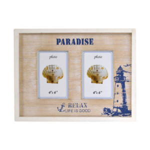 Portafoto mare muro beige multiplo 2p rettangolare 35,5x2x27 cm