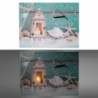Orologio quadro LED Mare legno verde acqua 40x30x2,2 cm decorativo