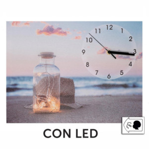 Orologio quadro LED Mare con barattolo 40x30x2,2 cm decorativo