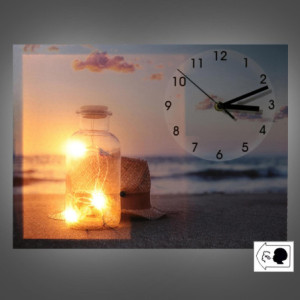Zoom Orologio quadro led mare con barattolo cm 40x30x2,2
