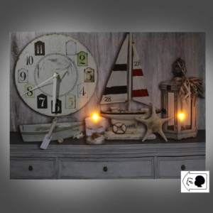 Zoom Orologio quadro led mare legno cm 40x30x2,2
