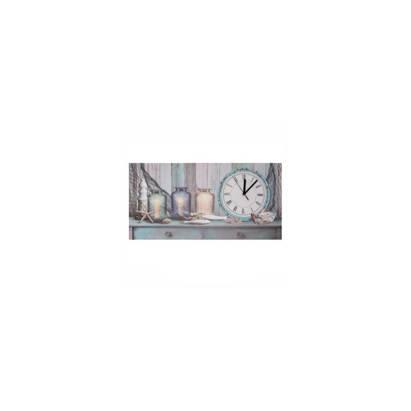 Orologio quadro LED Mare legno con candele 60x30x2,2 cm decorativo