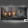Orologio quadro LED Mare legno con candele 60x30x2,2 cm decorativo