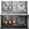 Orologio quadro LED Mare legno con candele 60x30x2,2 cm decorativo