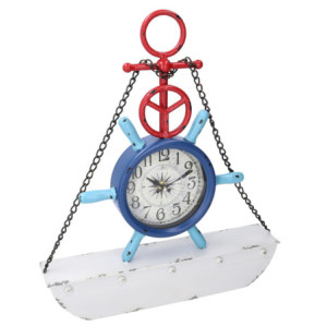 Orologio tavolo Mare legno barca 41x8x48 cm stile marino decorativo