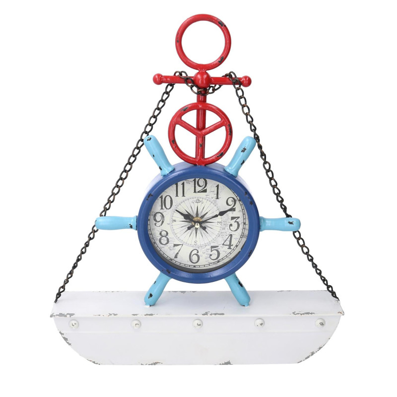 Orologio tavolo Mare legno barca 41x8x48 cm stile marino decorativo