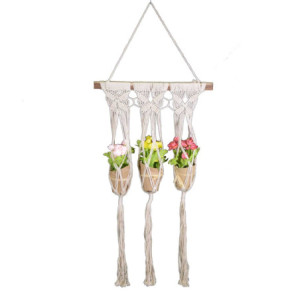 Portavaso pensile tessuto 3p bianco con barra 50x80-100 cm