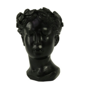 Portavaso resina busto nero 14x16x21 cm design moderno