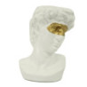 Portavaso resina busto bianco oro 17x15x24 cm design moderno