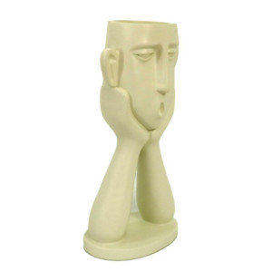 Zoom Portavaso resina viso bianco cm 14x8h25,5