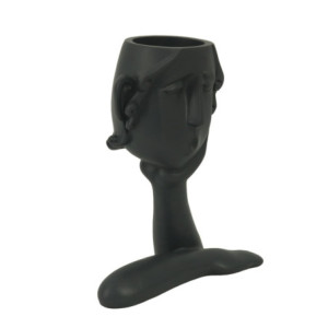 Zoom Portavaso resina viso nero cm 16x8h20