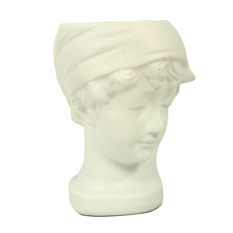 Portavaso resina busto bianco 17x12x22 cm design moderno