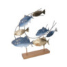 Decorazione metallo pesci oro azzurro 61x8,9x55,9 cm design marino