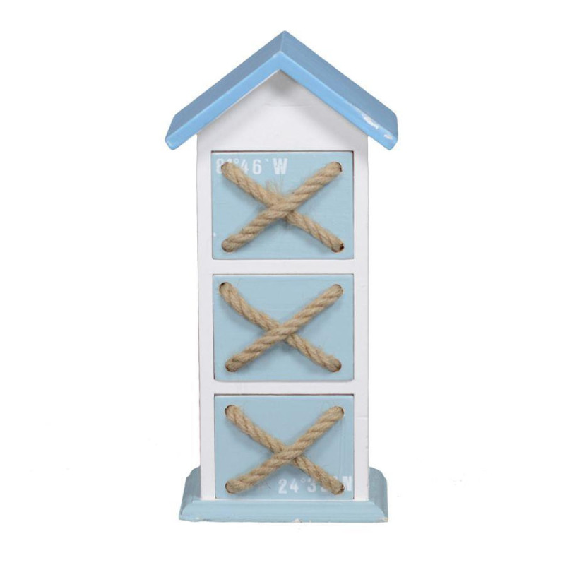 Portatutto Mare legno cabina 3 cassetti 14x9x30,5 cm decorativo