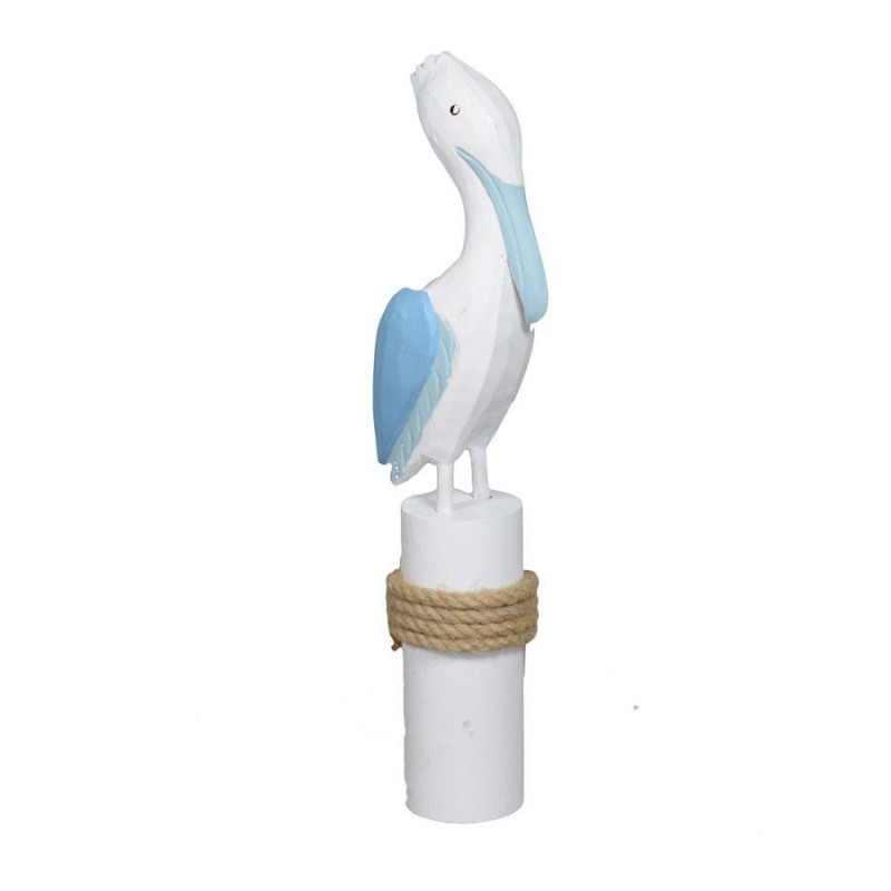 Pellicano mare legno bianco azzurro 12x7,5x38 cm decorazione