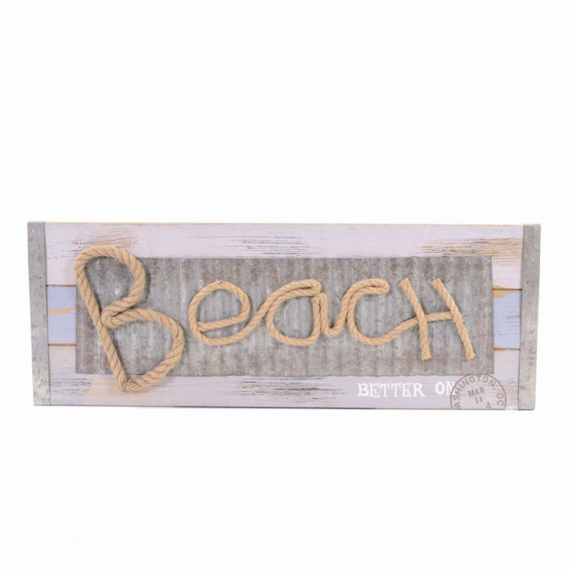 Targhetta mare legno Beach corda rettangolare 60x22 Tomasucci