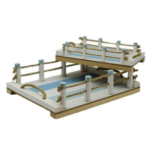 Vassoio Mare legno 1/2 con corda rettangolare 39x29x10,5 cm