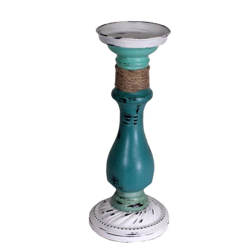 Portacandele mare metallo con corda Ø14,5x35 cm stile marino